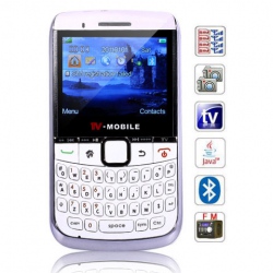 Quad Band Dual Cards With Analog TV Java SPY Camera QWERTY keyboard Cell Phone(White)