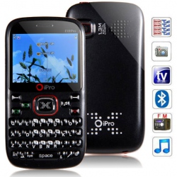 Quad Band Dual Cards with Analog TV FM QWERTY Keyboard Cell Phone(Black with Red)