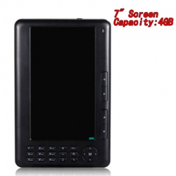 Amanda99 7" LCD 7001 E-Book Reader Media Player w/ FM Radio + Voice Recorder - Black (128MB RAM/4GB Flash)