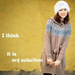 Amanda99 Graceful Round Neckline Series Patterns Ball Pendant Long Sleeves Hood Knitted Dress For Women