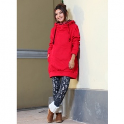 Amanda99 Warm Winter Laconic Style Front Pocket Design Long Sleeve Hooded Sweater
