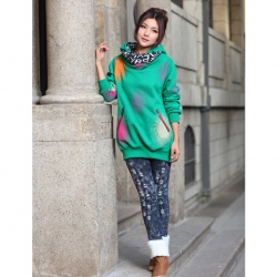 Amanda99 Warm Winter Colorful Printing Letters Patterns Long Sleeve Hooded Sweater