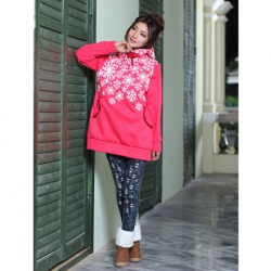 Amanda99 Warm Winter Beautiful and Irregular Snow Patterns Long Sleeve Hooded Sweater