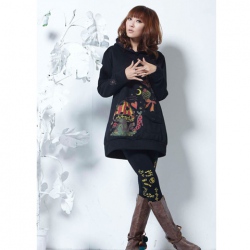 Amanda99 Warm Winter Fairy Tale Patterns Front Pocket Design Long Sleeve Hooded Sweater