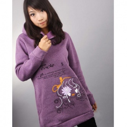 Amanda99 Exquisite Girl Letter Patterns Long Sleeves Hood Blouse For Women
