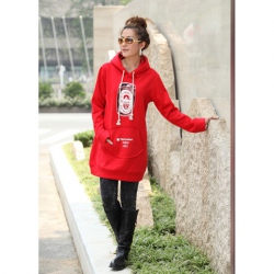 Amanda99 Slim and Warming Beer Patterns Cute Pocket Long Sleeves Thicken Cotton Blouse For Women