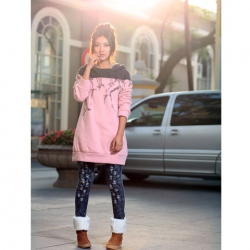 Amanda99 Cute and Warm-Keeping Colormatching Printing Thicken Cotton Blouse For Women
