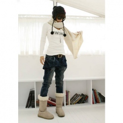 Amanda99 New Arrival Laconic and Mix-MatchedCotton V-Neckline and Long Sleeve Blouse