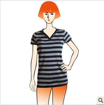 Amanda99 Summer Casual Style Stripe Patterns Long Blouse