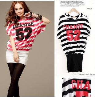 Amanda99 Summer Fashion Bat Sleeve Elastic Cotton Blouse
