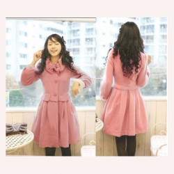 Amanda99 Specially Designed L Size Pink South Korea Tencel Long Coat--Women's Coats