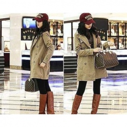 Amanda99 Fashionable Double-Breasted Long Sleeve Coat