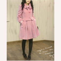 Amanda99 Specially Designed M Size Pink South Korea Tencel Long Coat--Women's Coats