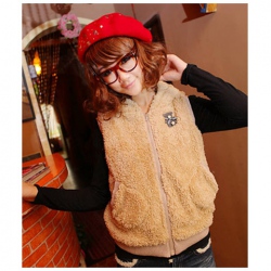 Amanda99 Popular Zipper Diagonal Pockets Inner Grid Style Sleeveless Cotton+Fleeces+Grid Cloths Waistcoat For Women