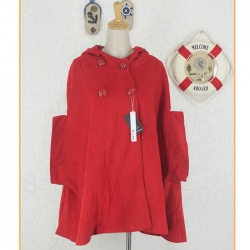 Amanda99 Lovely Double-Breasted Cloak Style Red Quarter Sleeves Fleeces Coat For Women