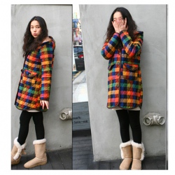 Amanda99 Western Fashion Loose and Comfortable Long Sleeve Plaid Coat