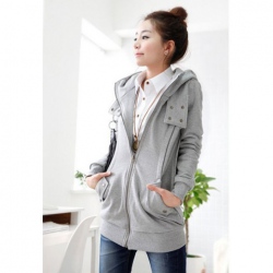 Amanda99 Corean Fashion and Casual Style Button Decorated Hooded Fleeces Coat For Female