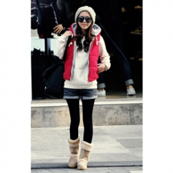 Amanda99 Magazine Fashion Style Mix-Matched and Hooded Waistcoat For Girl/Woman