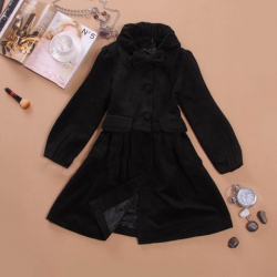 Amanda99 Specially Designed M Size Black South Korea Tencel Long Coat--Women's Coats