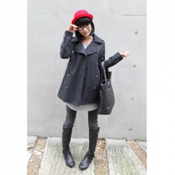 Amanda99 Slim and Warm Double-Breasted Design Woolen Coat