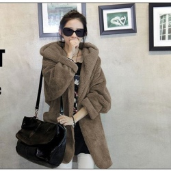 Amanda99 Warm-Keeping and Comfortable Lapel Long Sleeves Artificial Wool Coat For Women