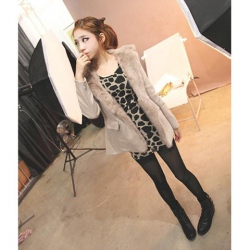 Amanda99 Stylish Big Turndown Collar Bowknot Embellsh Back Coat For Female