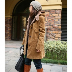 Amanda99 Warmly Korea Style Pocket Embellished Long Sleeves Hood Coat For Women
