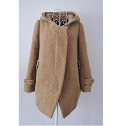 Amanda99 Popular and Warmly Camel Long Sleeves Hood Coat For Women