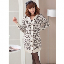 Amanda99 New Arrival Fashion and Casual Style Single-Breasted Design Letter Pattern Thicken Hooded Sweater Coat For Woman/Girl