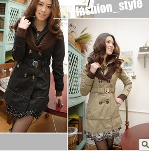 Amanda99 New Arrival Corean Fashion and OL Feel Style Knitting Lapel Design Slim Dust Coat For Female