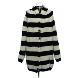 Amanda99 Fashion and Lovely Style Single-Breasted and Strips Meduim Pattern Hooded Sweater Coat For Woman/Girl