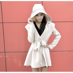 Amanda99 Elegant and Graceful Layered Lapel Frills Lace-Up Long Sleeves Dust Coat For Women