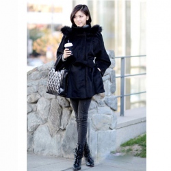 Amanda99 Comfortable and Warm-Keeping Lapel Shearling Worsted Hood Coat For Women