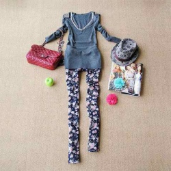 Amanda99 New Arrival Fashion and Casual Style Laconic and Mix-Matched Snowflake Pencil Pants For Female