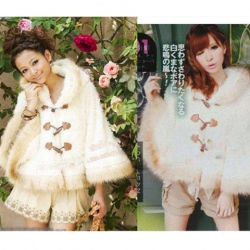 Amanda99 Comfortable and Soft Style Ball Top Decorated Cloak Feel Thicken Coat