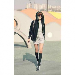 Amanda99 Corean New Arrival Double-zipper Pattern Casual Fleeces Coat For Woman/Girl