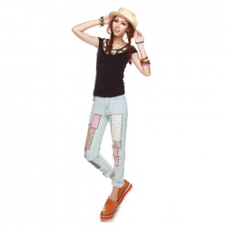 Amanda99 Restore Ancient Ways Style Collage Pattern Wear Feel Pencil Pants
