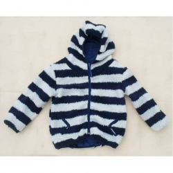 Amanda99 Cute and Warmly Special Pockets Stripes Long Sleeves Wool Blended Coat For Women