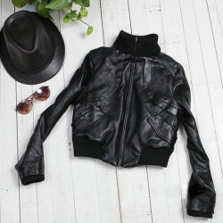 Amanda99 New Arrival Classicial Korean PU Short Jacket （BLack）