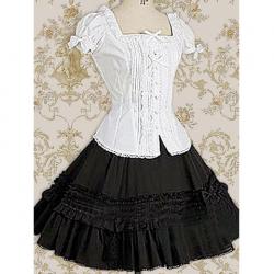 Amanda99 White Lolita Blouse And Black Lace Lolita Skirt
