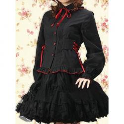 Amanda99 Black Long Sleeves Lolita Blouse And Ruffles Skirt