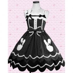 Amanda99 Black White Polka Dot Sleeveless Lolita Dress