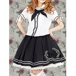Amanda99 White Short Sleeves Lolita Blouse And Black Skirt