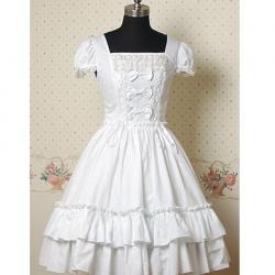 Amanda99 White Bow Short Sleeves Lolita Dress