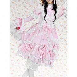 Amanda99 Pink Lace Short Sleeves Lolita Dress