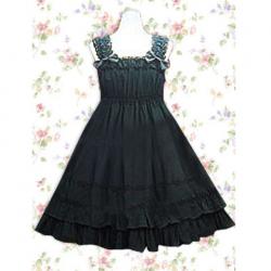 Amanda99 Black Sleeveless Bow Cotton Lolita Dress