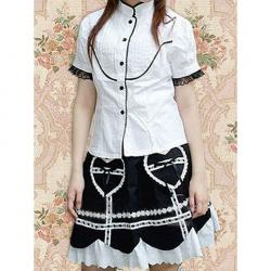 Amanda99 White Short Sleeves Lolita Blouse And Black Skirt
