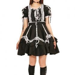 Amanda99 Black Lace Short Sleeves Lolita Dress