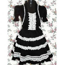 Amanda99 Black Short Sleeves Lace Lolita Dress