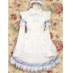 Amanda99 White And Blue Long Sleeves Dress